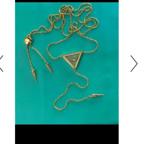 Origami Owl Gold Bolo Lariat Triangle Locket Necklace - Picture 6 of 6